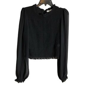 RD Style Black Smocked Crop Top & Ruffle Mini Skirt Set - Size L